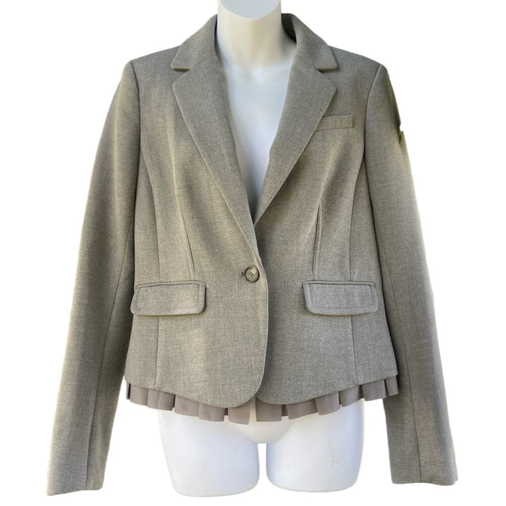 Ann Taylor Loft Gray Single Front Button Ruffle W… - image 1